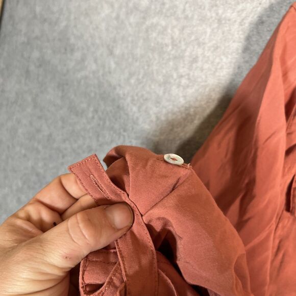 John mark Tunic Top Womens L Copper Long Sleeve Button Up Shirt Blouse Rayon - Picture 8 of 12